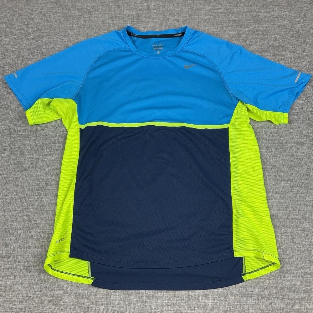 Nike Dri-FIT Shirt Mens Large Blue Short Sleeve Athletic Running Tee 517425-417